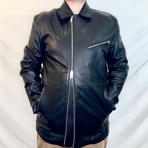 DIESEL Smooth Lambskin L-Ader Black Leather Jacket, Size XL - Picture 3 of 16